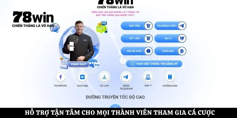 Hỗ trợ tận tâm cho mọi thành viên tham gia cá cược