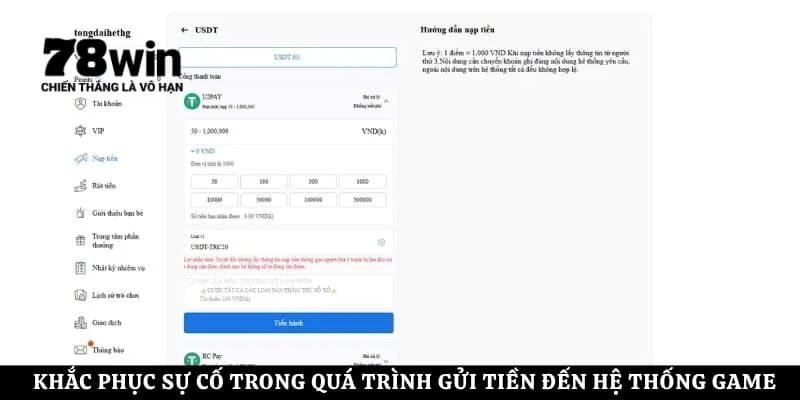 Khắc phục sự cố trong quá trình gửi tiền đến hệ thống game