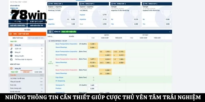 Những thông tin cần thiết giúp cược thủ yên tâm trải nghiệm dịch vụ cá độ