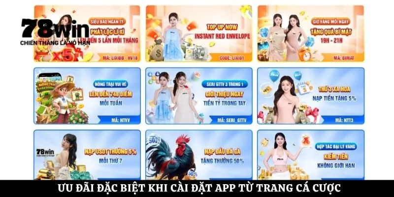 Ưu đãi đặc biệt khi cài đặt app từ trang cá cược
