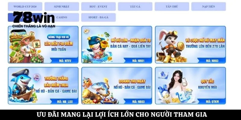 Ưu đãi mang lại lợi ích lớn cho người tham gia